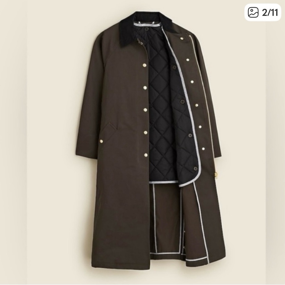 NWT JCrew Long Barn Jacket™ waxed cotton twill
